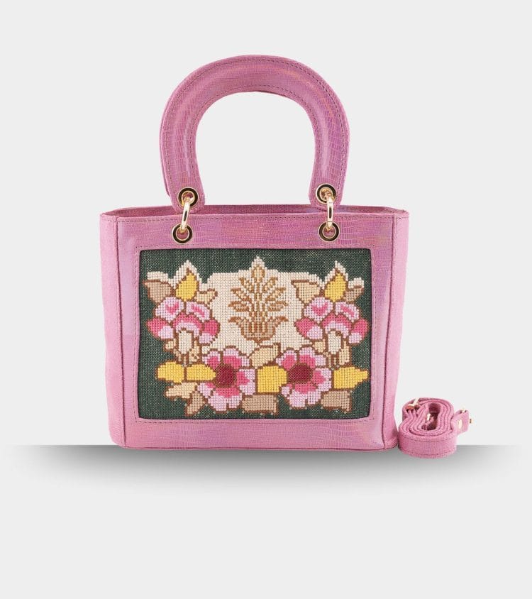 Pink flower tsevres handbag